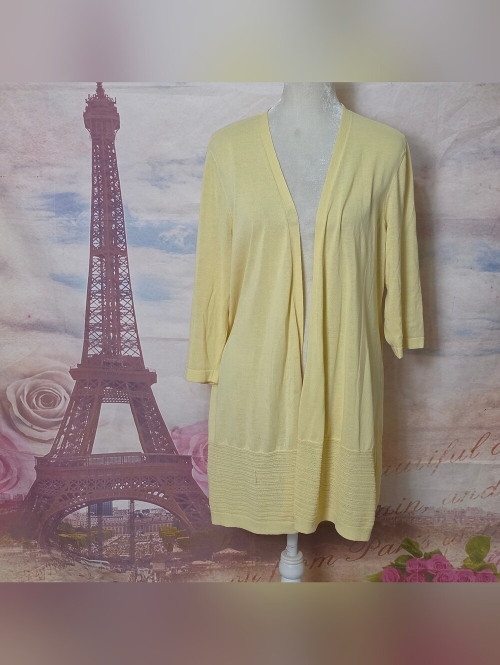 Chico's Pale Yellow Open-Front Women's Cardigan Sz 2